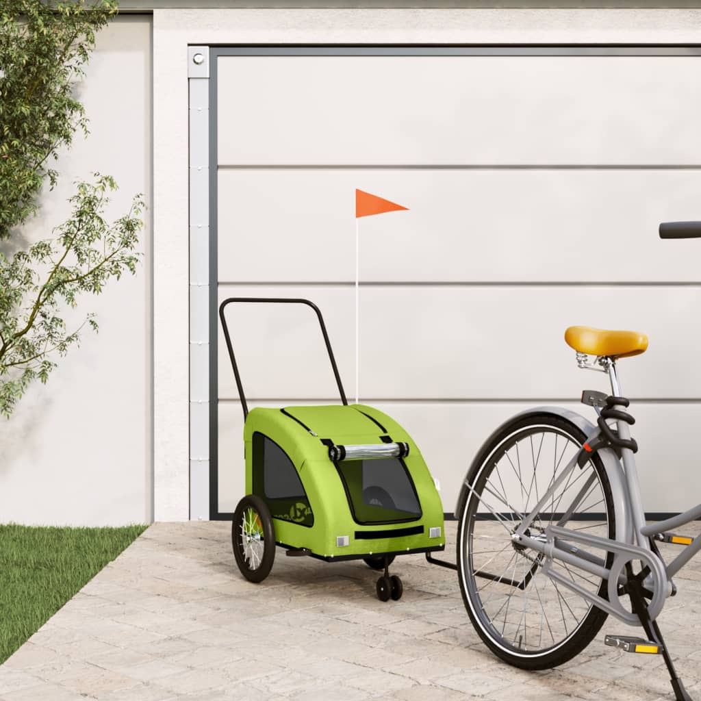 Vidaxl Dog Bike Trailer Oxford Tessuto e Green di ferro