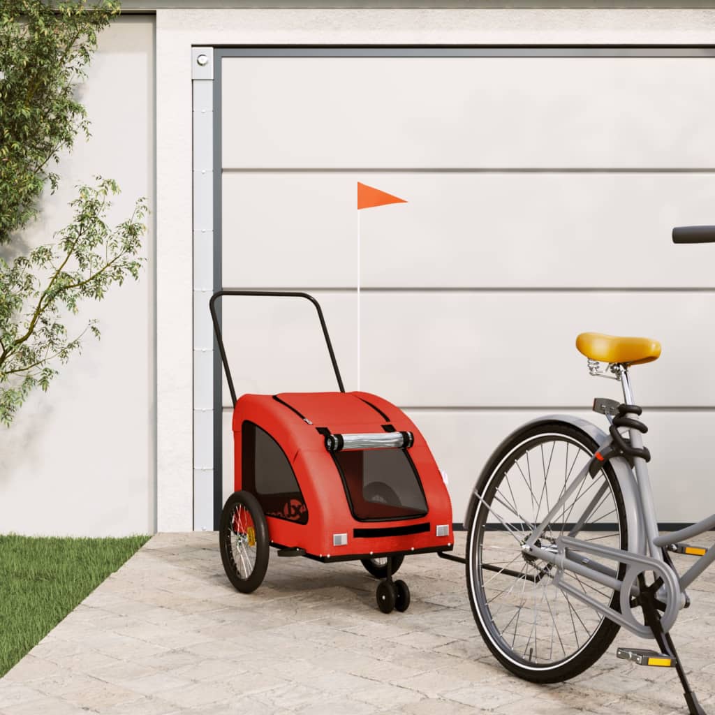 Vidaxl Dog Bike Trailer Oxford Tessuto e ferro arancione e grigio