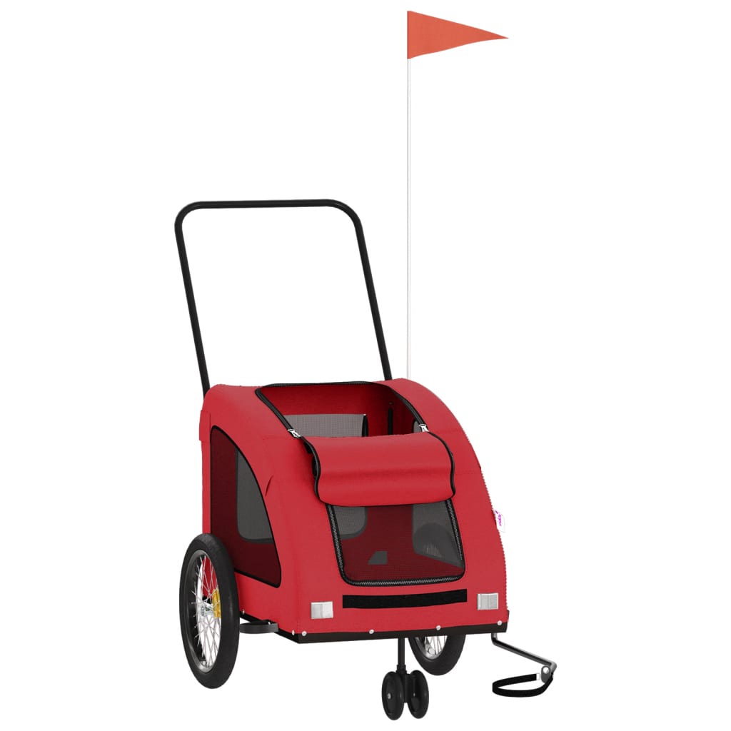 Vidaxl Dog Bike Trailer Tessuto Oxford e Red di ferro
