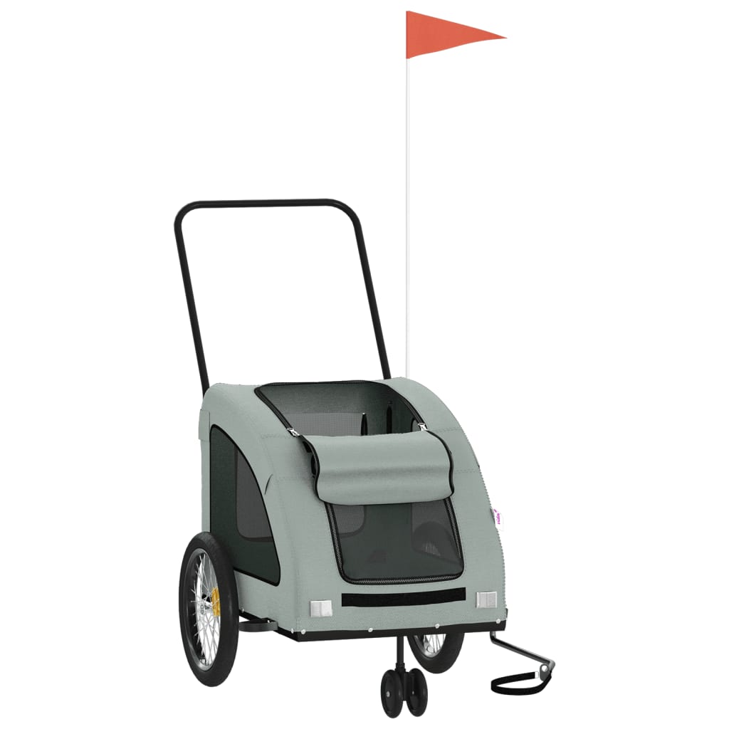 Vidaxl Dog Bike Trailer Tessuto Oxford e grigio ferro