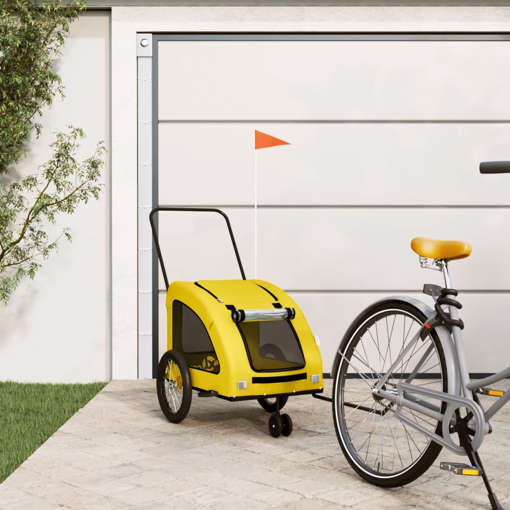 Vidaxl Dog Bike Trailer Oxford Tessuto e ferro giallo