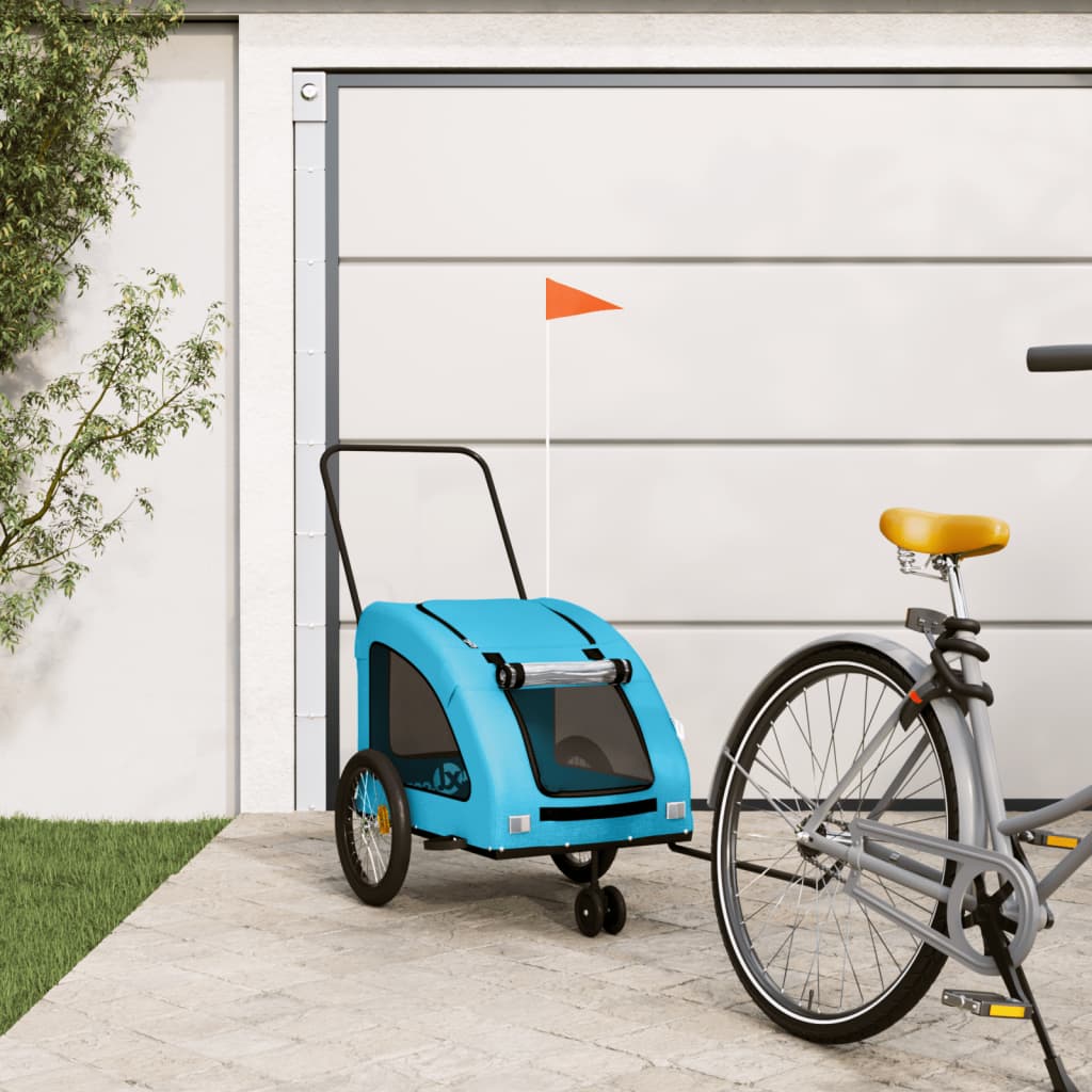 Vidaxl Dog Bike Trailer Oxford Tessuto e blu di ferro