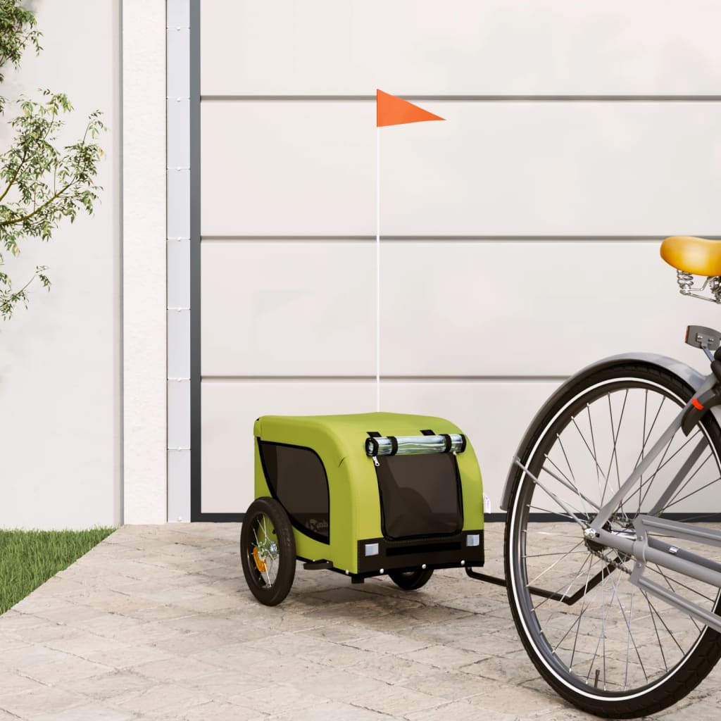 VidaXL Dog bike trailer Oxford fabric and iron green and black