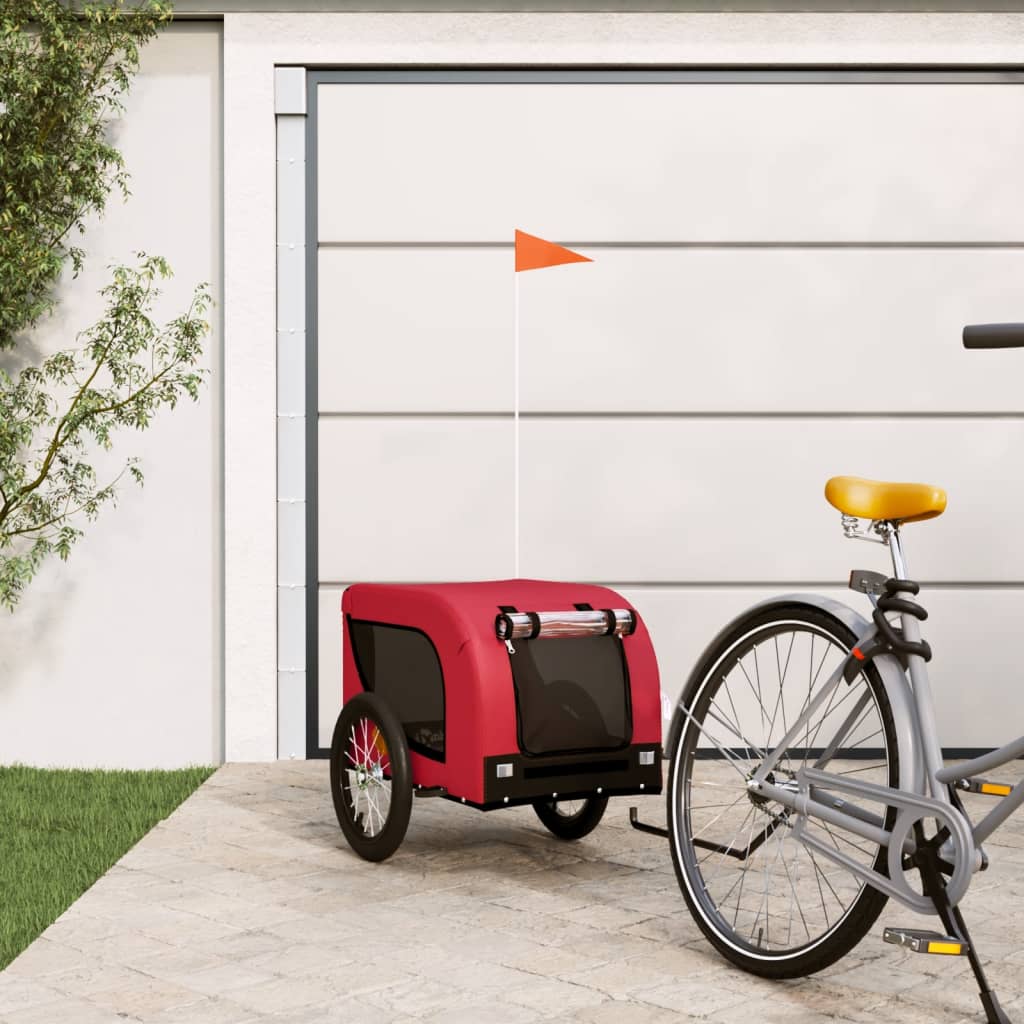 Vidaxl Dog Bike Trailer Oxford Fabric und Eisenrot und Schwarz