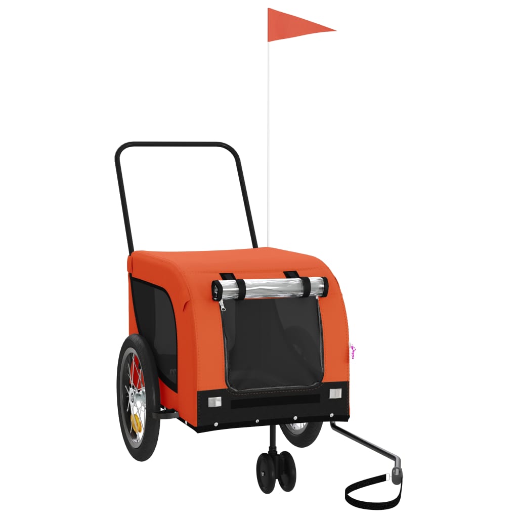 Vidaxl Dog Bike Trailer Oxford Tessuto e ferro arancione e nero