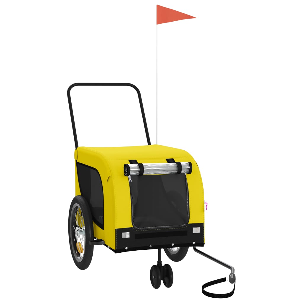Vidaxl Dog Bike Trailer Oxford stof og jern gul og sort