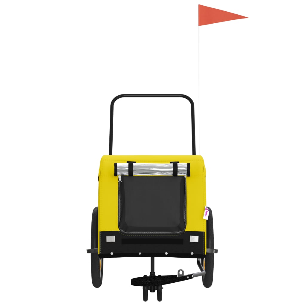 Vidaxl Dog Bike Trailer Oxford stof og jern gul og sort