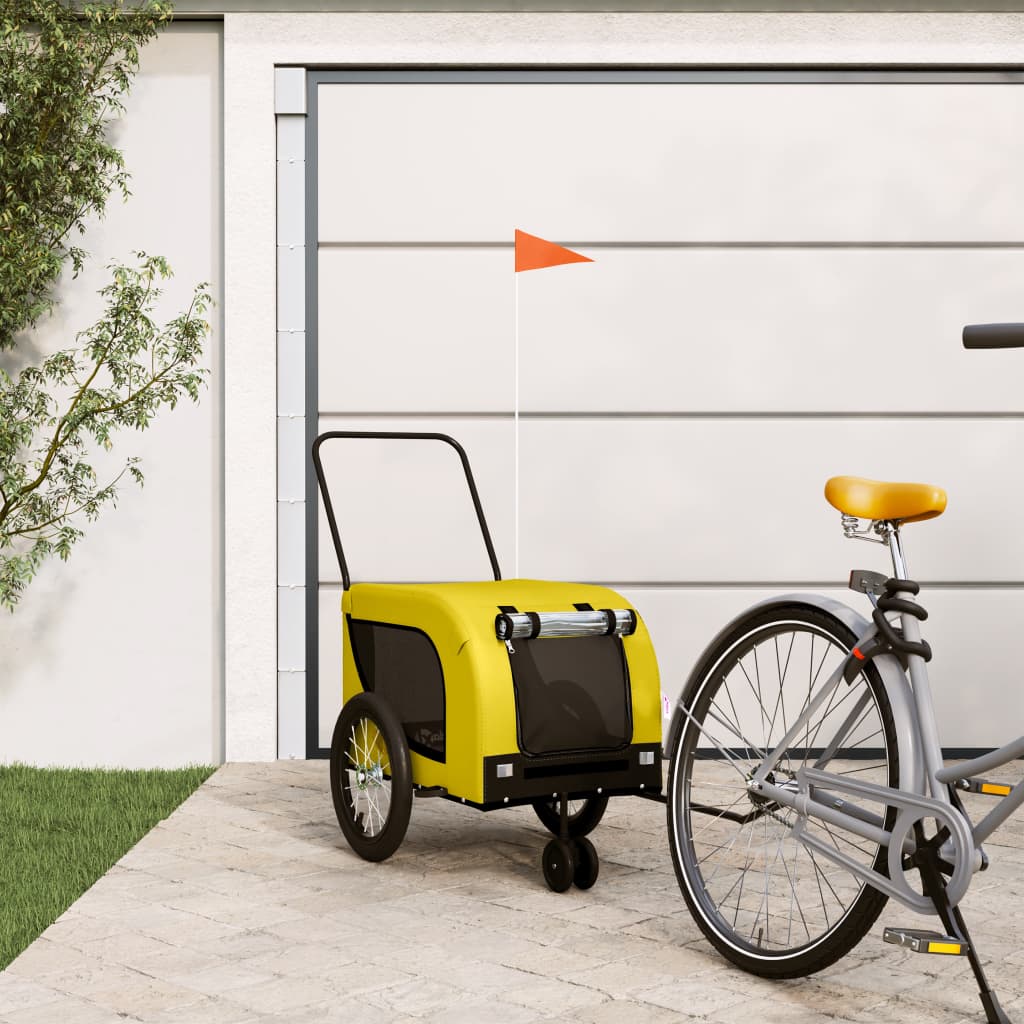 Vidaxl Dog Bike Trailer Oxford stof og jern gul og sort