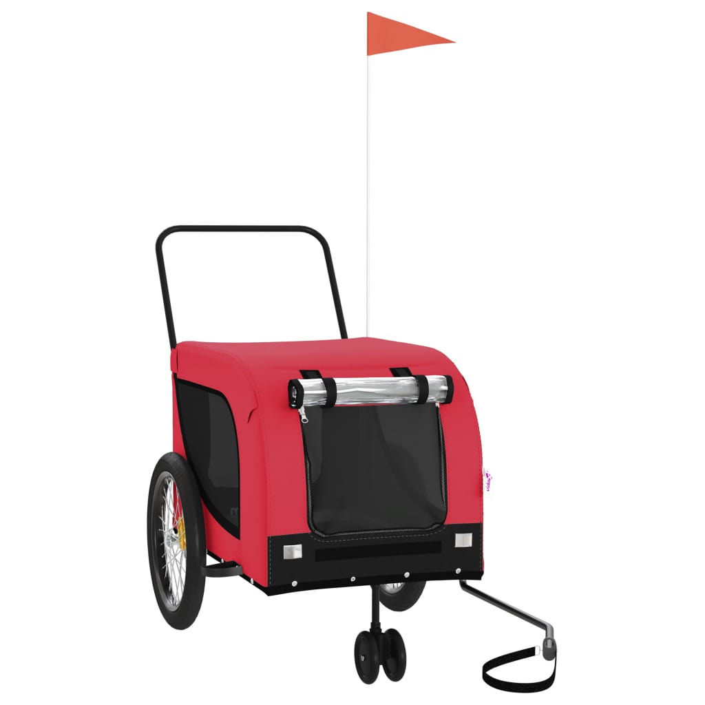 Vidaxl Dog Bike Trailer Oxford Fabric und Eisenrot und Schwarz
