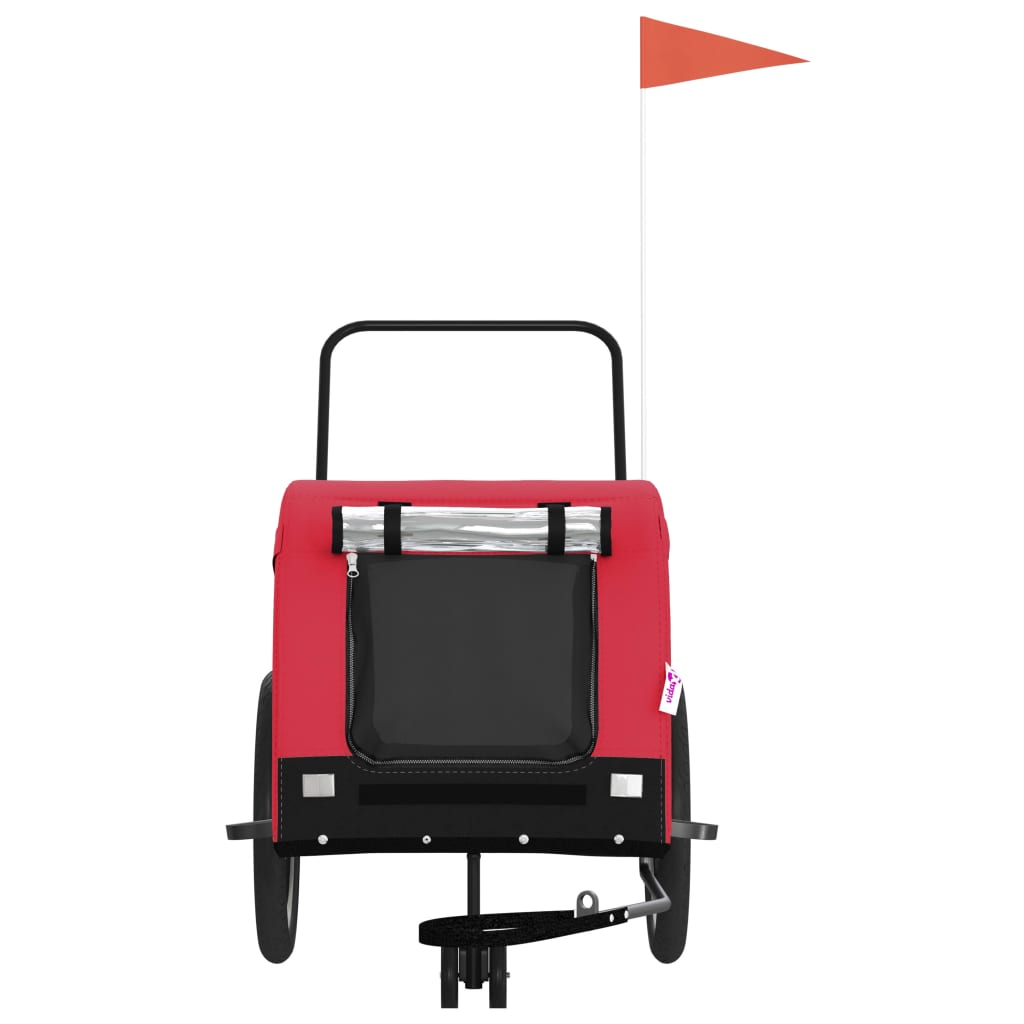 Vidaxl Dog Bike Trailer Oxford Fabric und Eisenrot und Schwarz