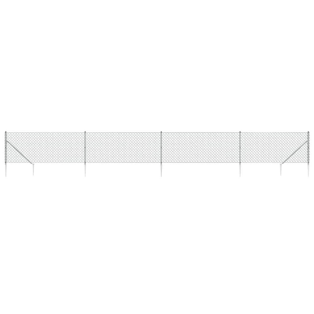 Vidaxl Mesh -staket med markförankringar 0,8x10 m silverfärgade