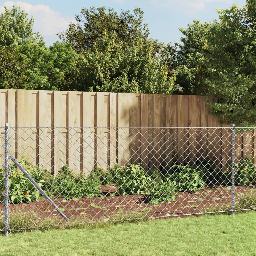 Vidaxl Mesh -staket med markförankringar 1.1x10 m silverfärgade