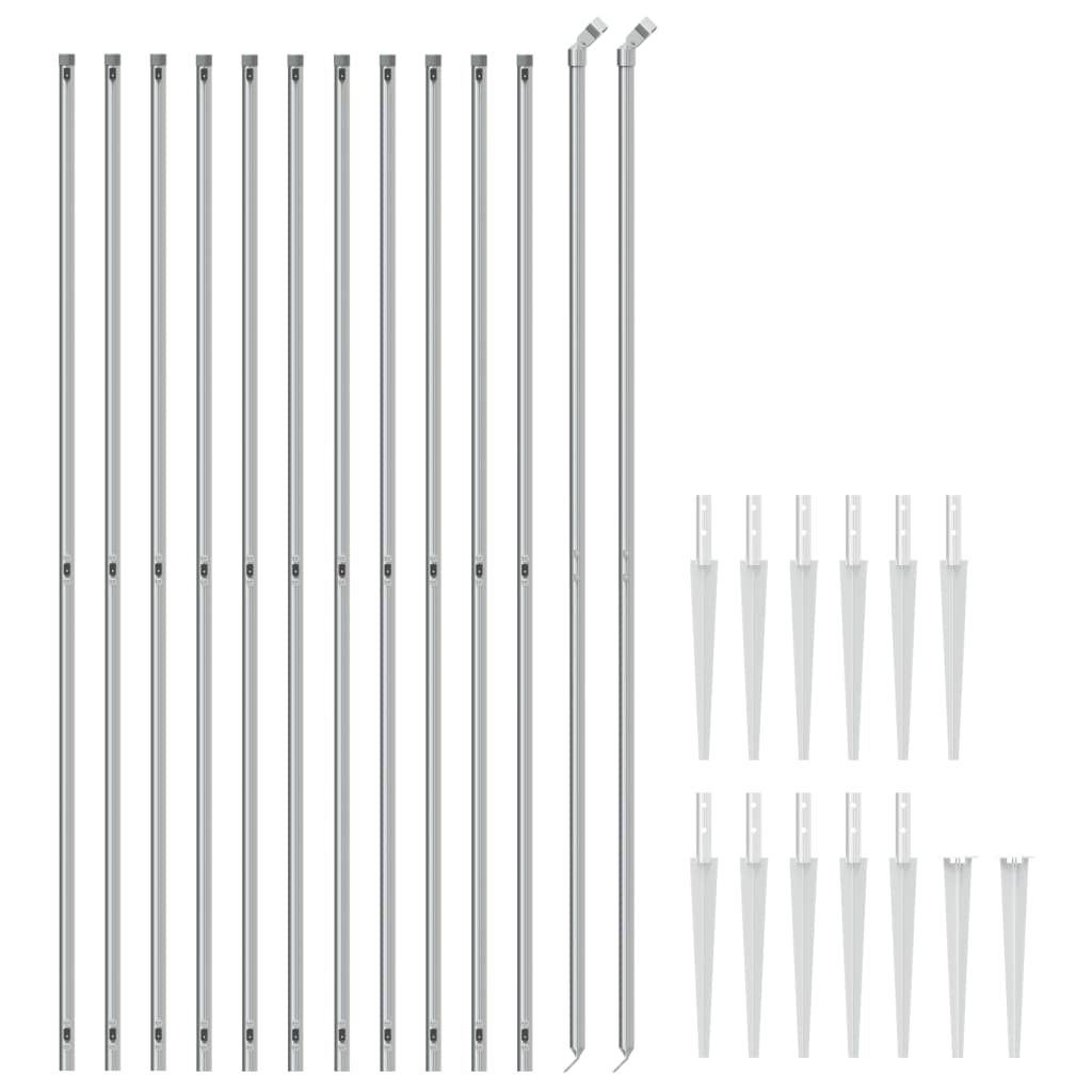 Vidaxl Mesh Fence z kotwicami uziemionymi 1,6x25 m srebrnymi