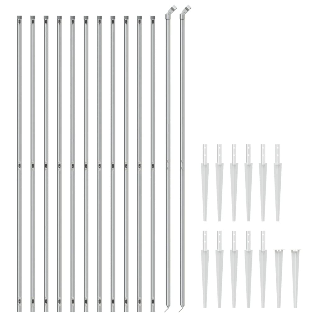 Vidaxl Mesh Fence z kotwicami uziemienia 1,8x25 m srebrnym