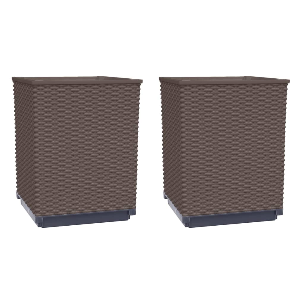 Vidaxl Planters 2 St 30x30x37 cm Polipropen rjava