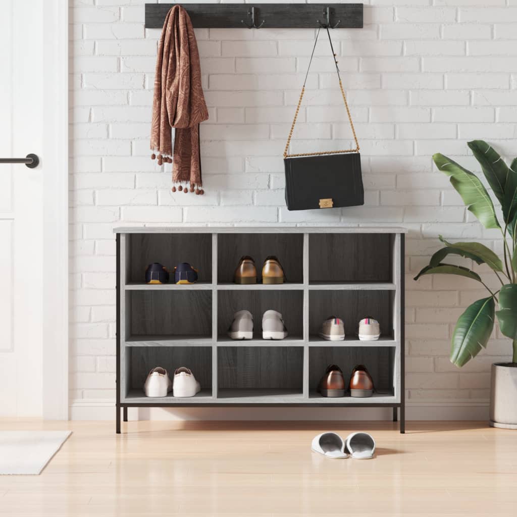 Vidaxl Cabinet da scarpe 100x35x70 cm Colore in rovere Sonoma in legno Grigio