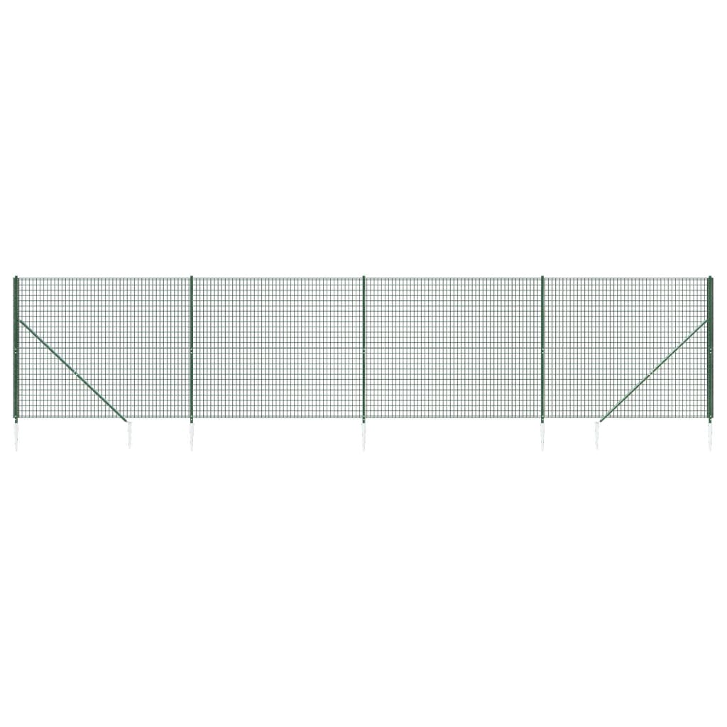 Vidaxl Wire mesh fet with ground anchors 1.4x10 m green