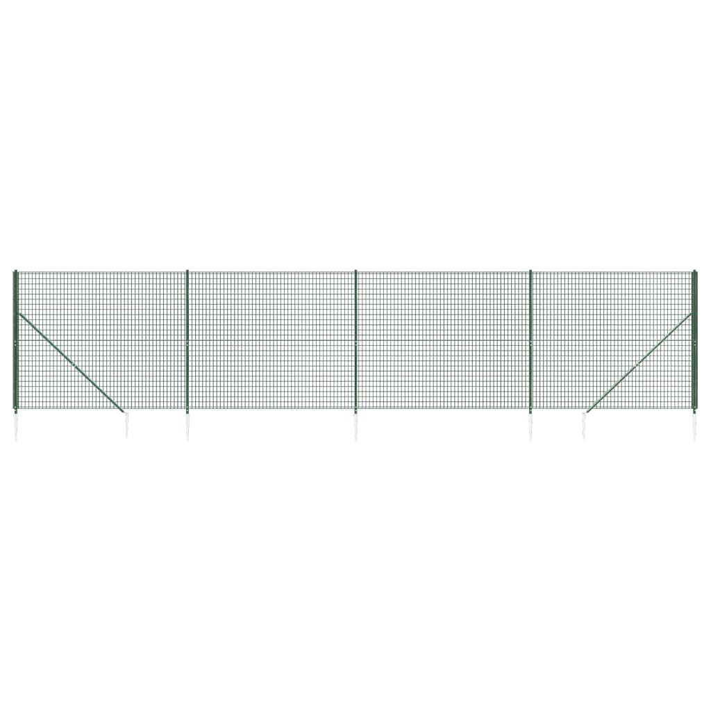 FET de malla de alambre de Vidaxl con anclajes de tierra 1.6x10 m verde