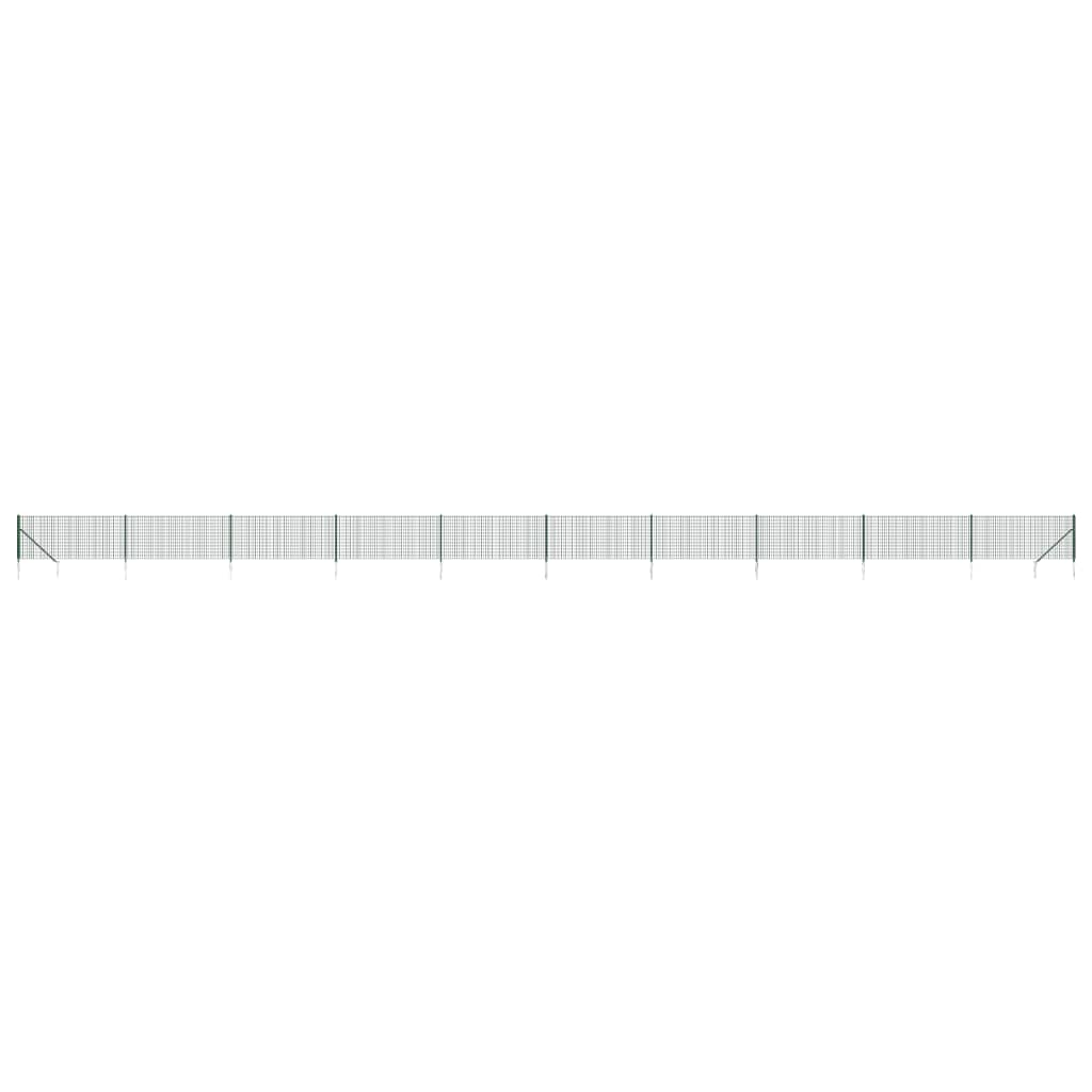 Vidaxl Wire mesh fence with ground anchors 0.8x25 m green