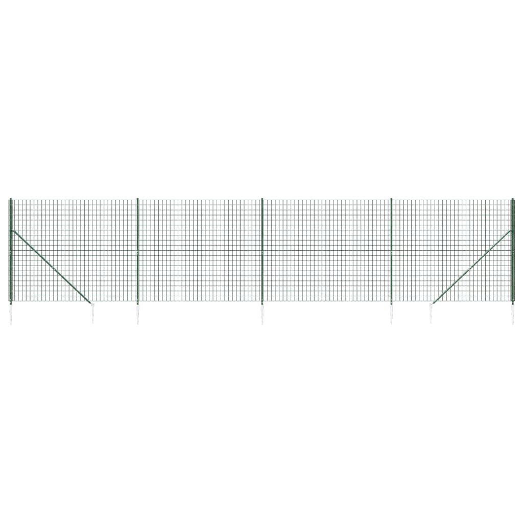 Vidaxl Wire mesh fet with ground anchors 2.2x10 m green