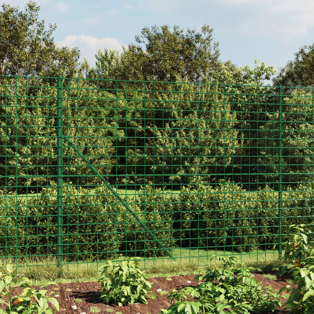 FET de malla de alambre de Vidaxl con anclajes de tierra 2x25 m verde