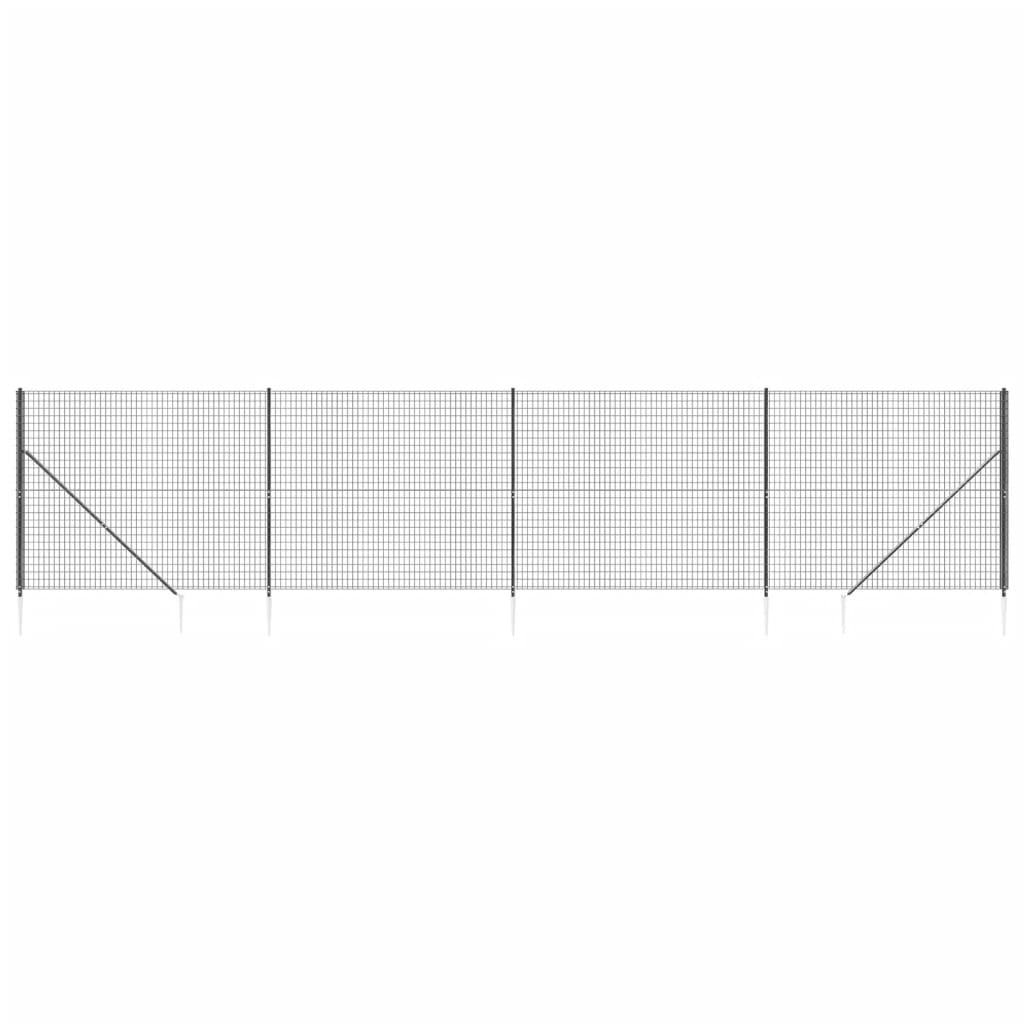 Vidaxl Wire Mesh Fet med markförankringar 1,6x10 M Anthracite -färgad