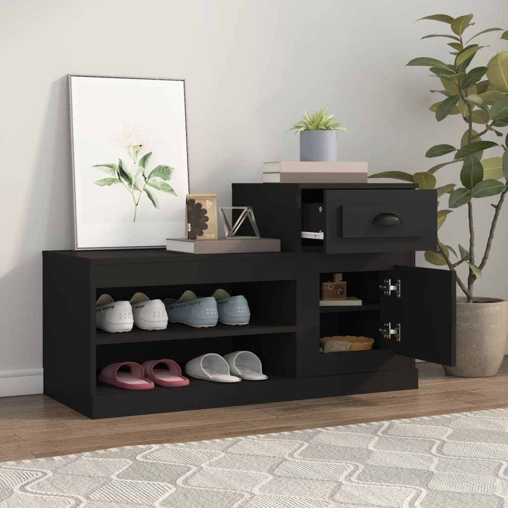 Vidaxl Schong Cabinet 100x42x60 cm Propertéiert Holz schwaarz