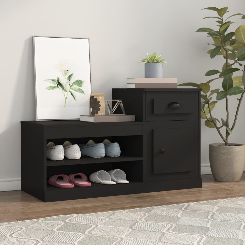 Vidaxl Schong Cabinet 100x42x60 cm Propertéiert Holz schwaarz