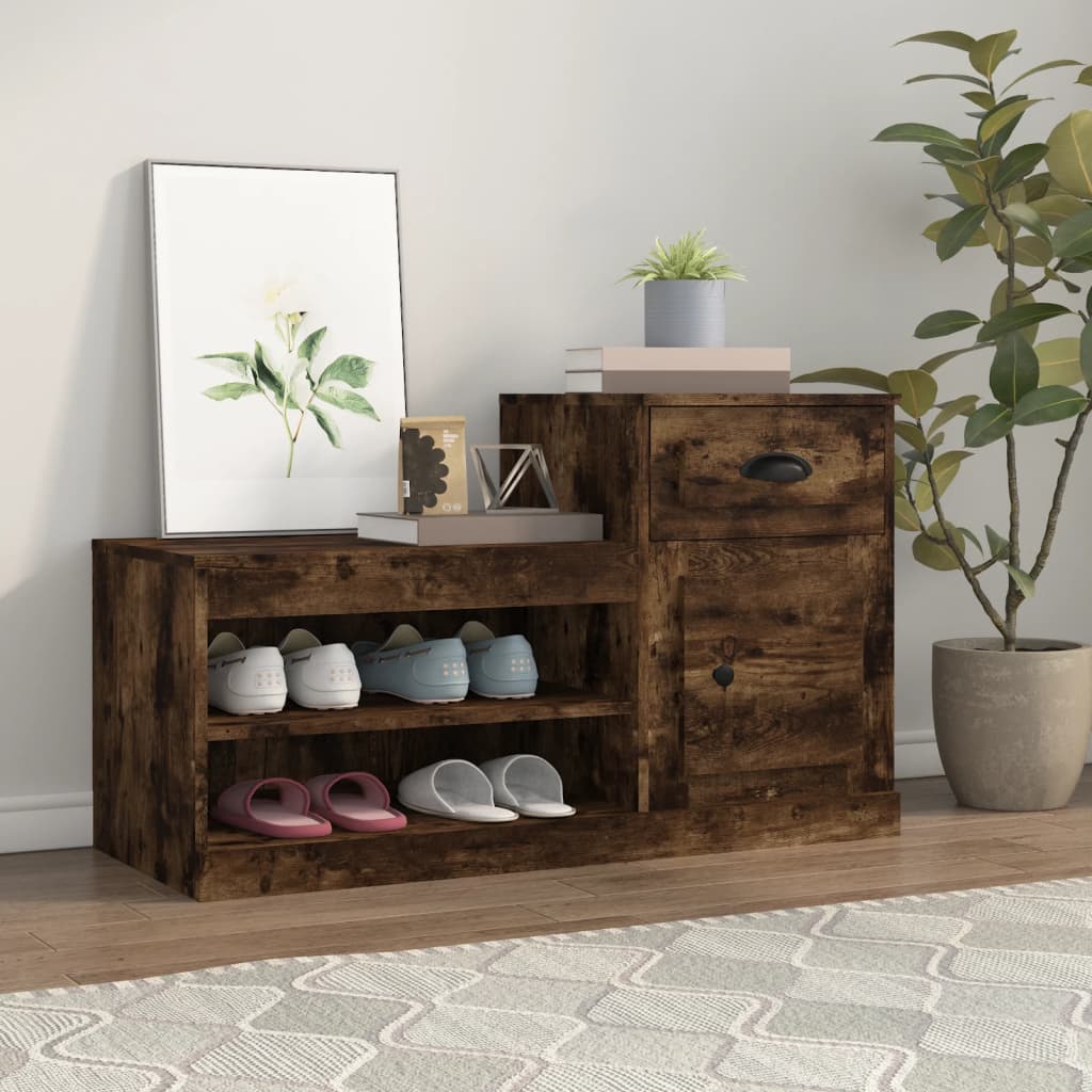 VidaXL shoe cabinet 100x42x60 cm Properted Wood Smoked Oak colored