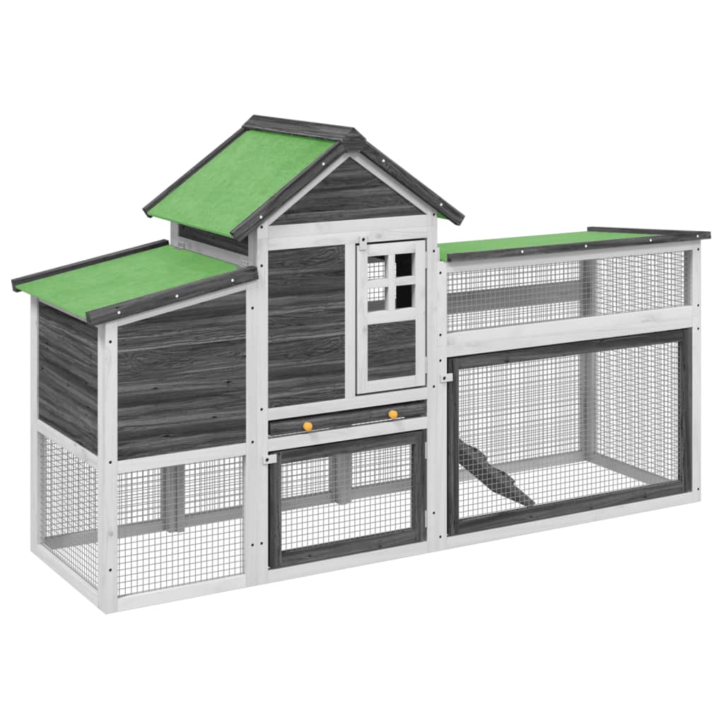 Vidaxl Chicken coop 186.5x58.5x113 cm Solid pine Gray