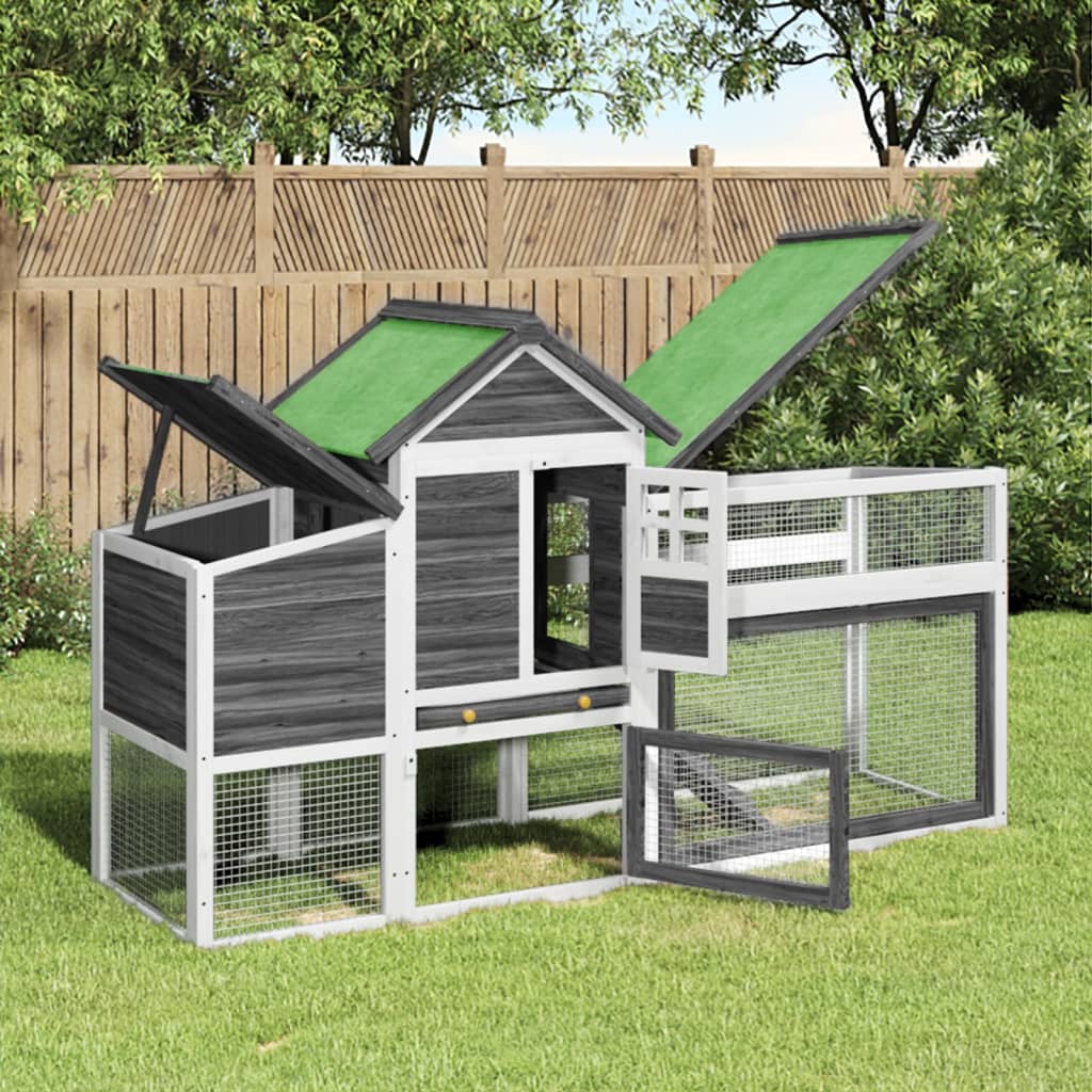 Vidaxl Chicken coop 186.5x58.5x113 cm Solid pine Gray