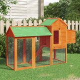 Vidaxl piščančji coop 193x65x117 cm trdna boro rjava