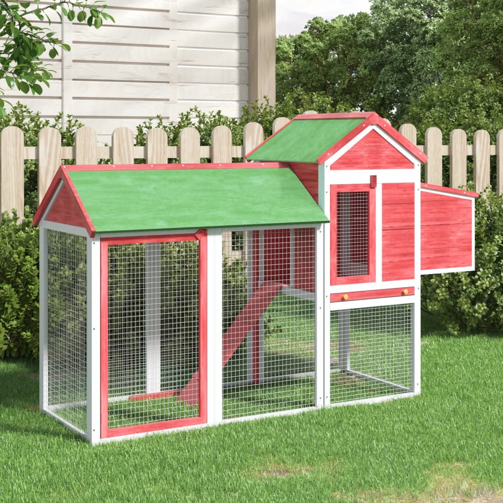 Vidaxl Chicken coop 193x65x117 cm Solid pine red