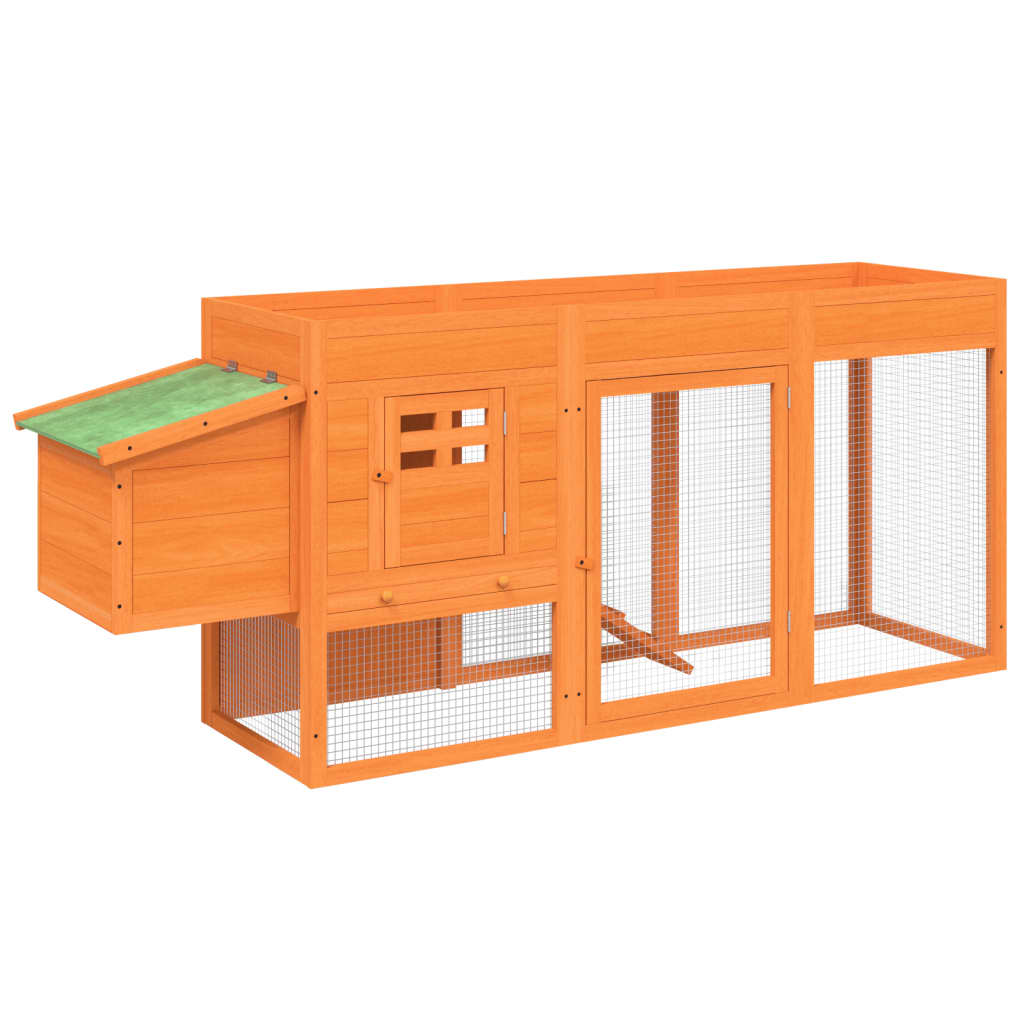 Vidaxl piščančji coop 204x50x84 cm trden borov bone rjave barve