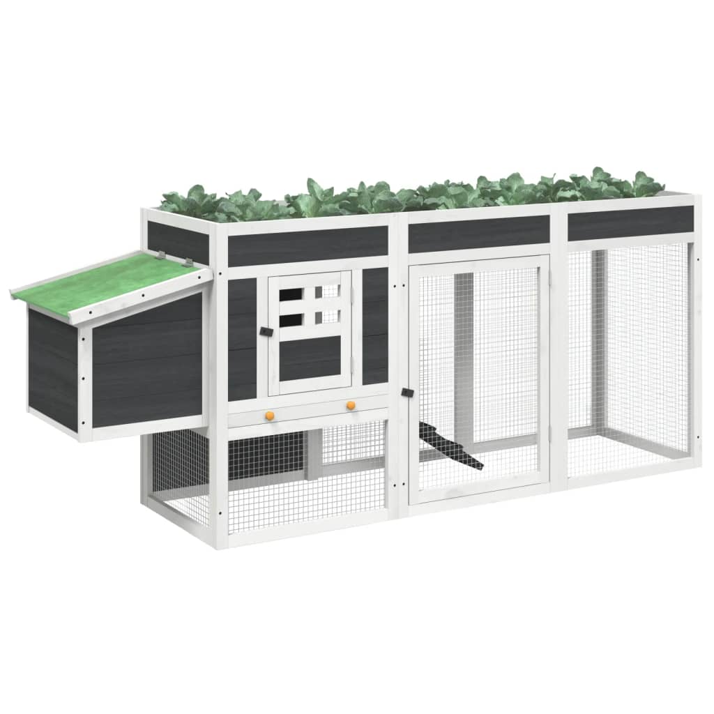 Vidaxl Chicken coop 204x50x84 cm Solid pine Gray
