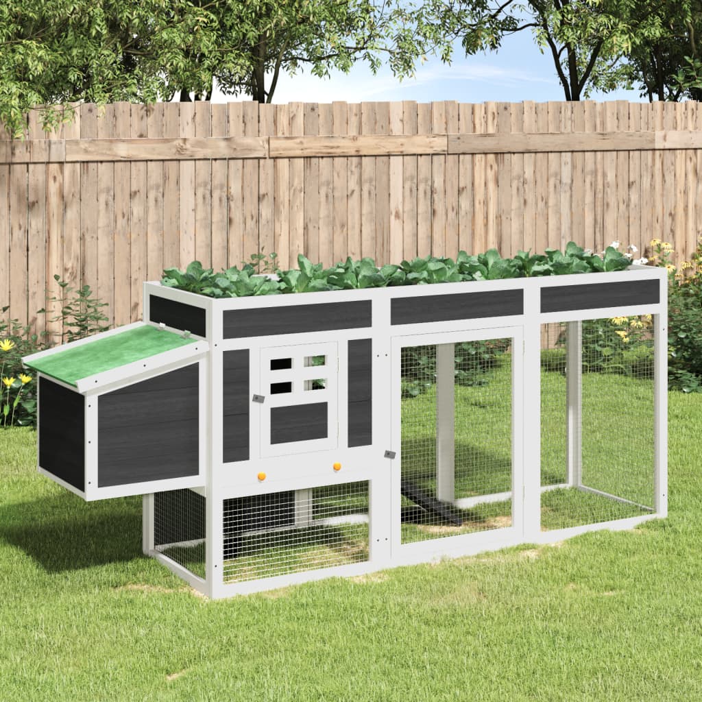 Vidaxl Chicken coop 204x50x84 cm Solid pine Gray