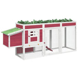 Vidaxl piščančji coop 204x50x84 cm trden borov rdeč
