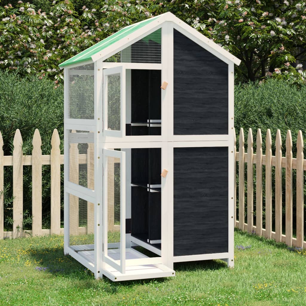 VIDAXL VIRET 97X81X152 CM Feststoffkieferngrau