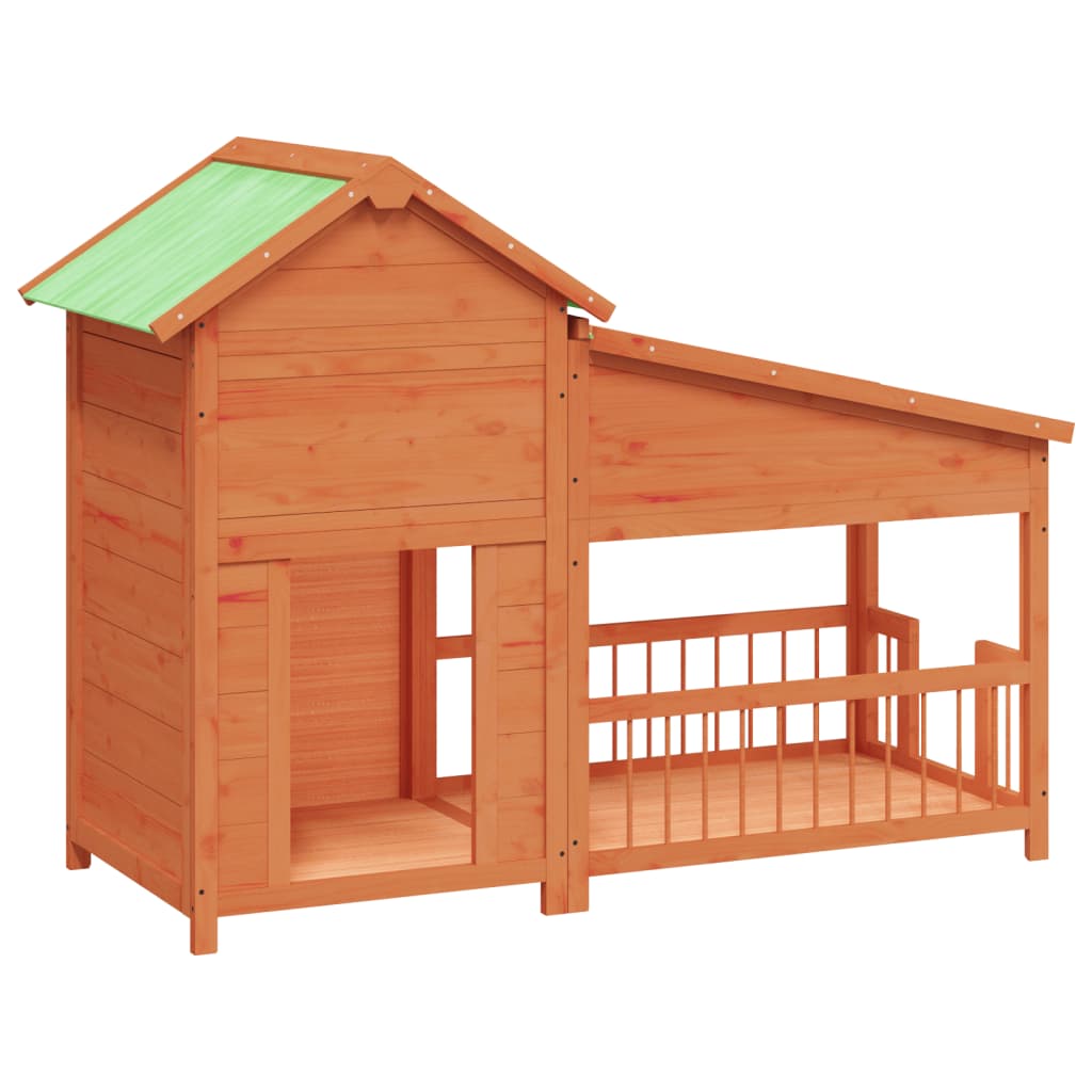 Vidaxl Dog Loft 143x60.5x109 cm de pino sólido marrón