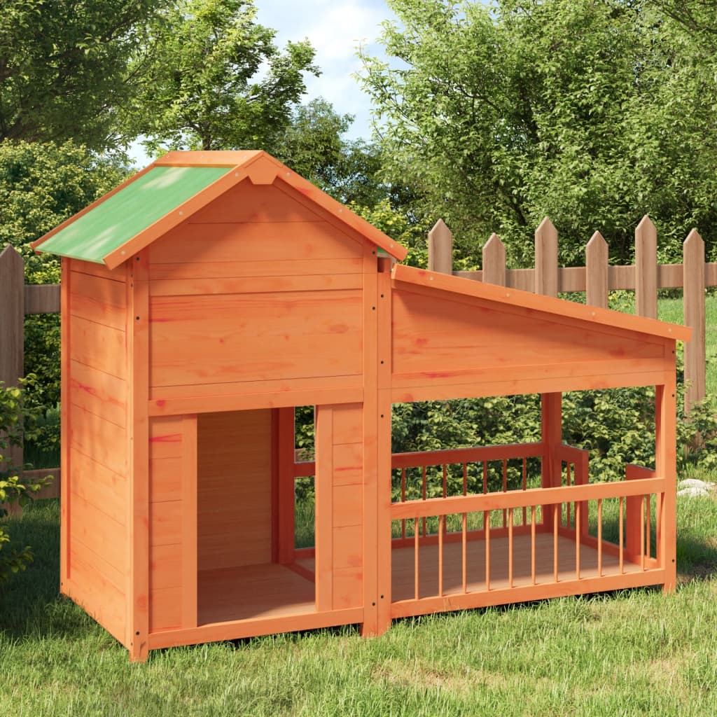 Vidaxl Dog Loft 143x60.5x109 cm de pino sólido marrón
