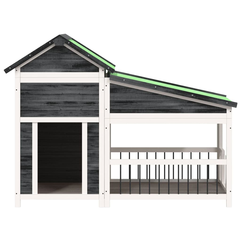 VidaXL dog loft 143x60.5x109 cm solid pine gray gray