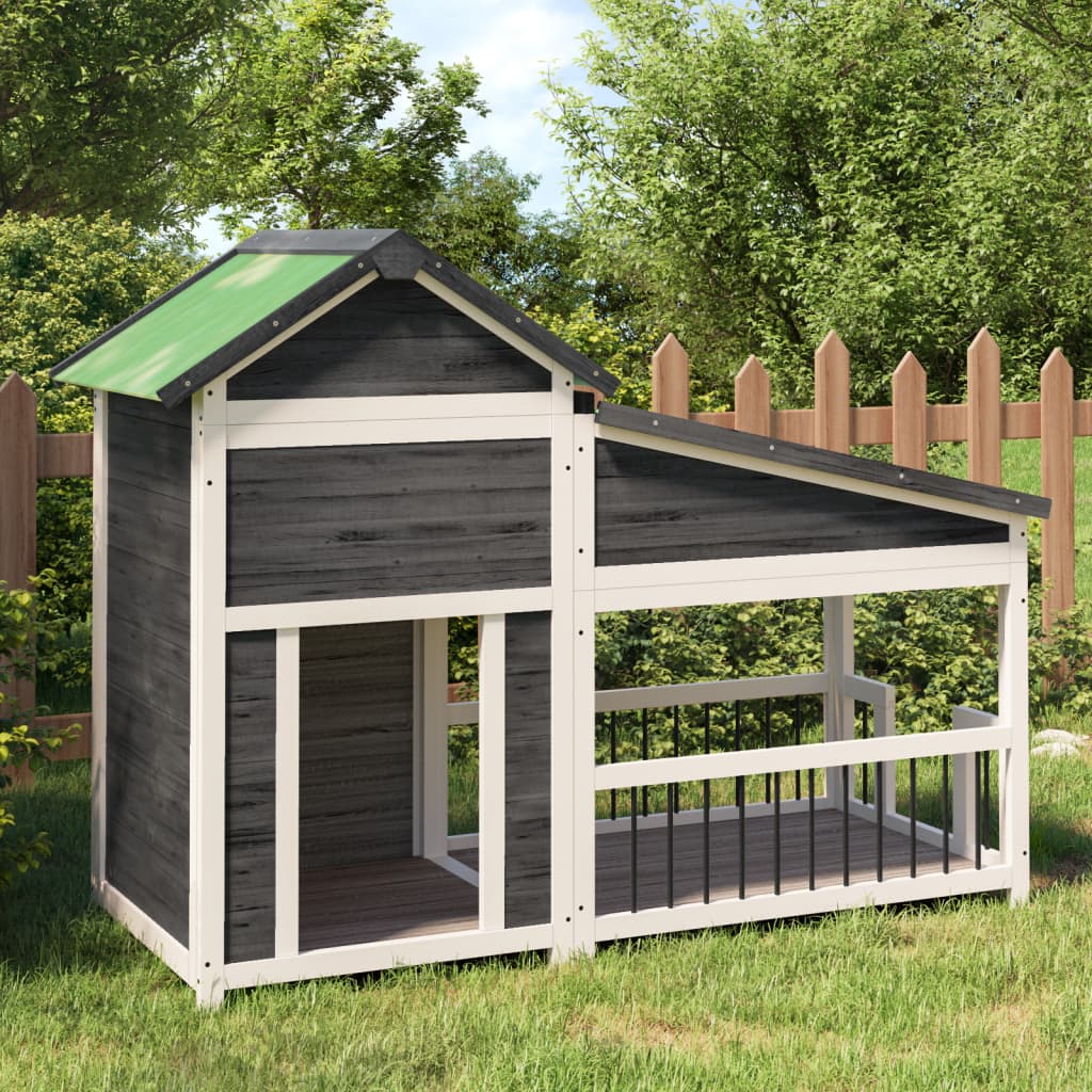 VidaXL dog loft 143x60.5x109 cm solid pine gray gray