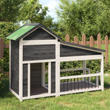 VidaXL dog loft 143x60.5x109 cm solid pine gray gray