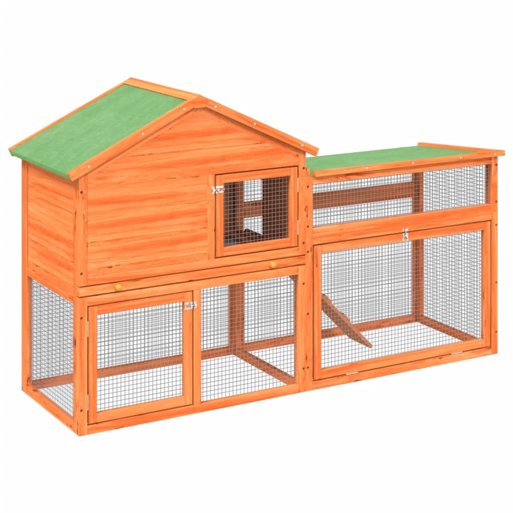 VidaXL Rabbit hutch 185.5x60.5x109.5 cm Solid pine pine brown