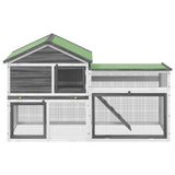 VIDAXL -Kaninchenhütte 185,5 x 60,5 x 109,5 cm Festkiefergrau grau grau