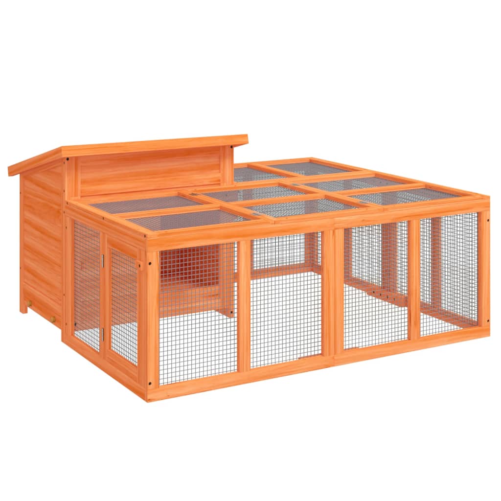 Vidaxl Rabbit Hutch 144x123x67,5 cm Pine solide brun