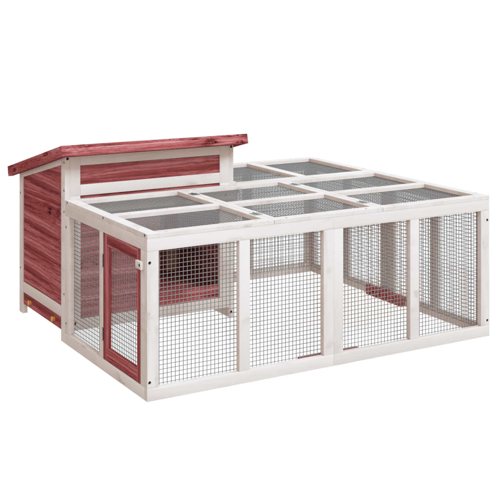 VidaXL Konijnenhok 144x123x67,5 cm massief grenenhout mokkakleurig