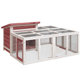 VidaXL Konijnenhok 144x123x67,5 cm massief grenenhout mokkakleurig