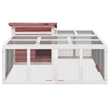 VidaXL Konijnenhok 144x123x67,5 cm massief grenenhout mokkakleurig