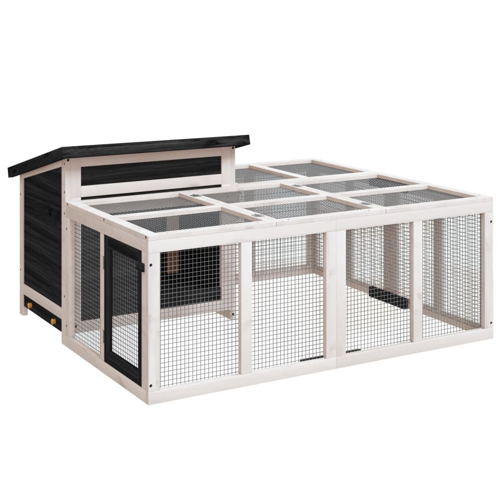 Vidaxl Rabbit hutch 144x123x67.5 cm Solid pine Gray